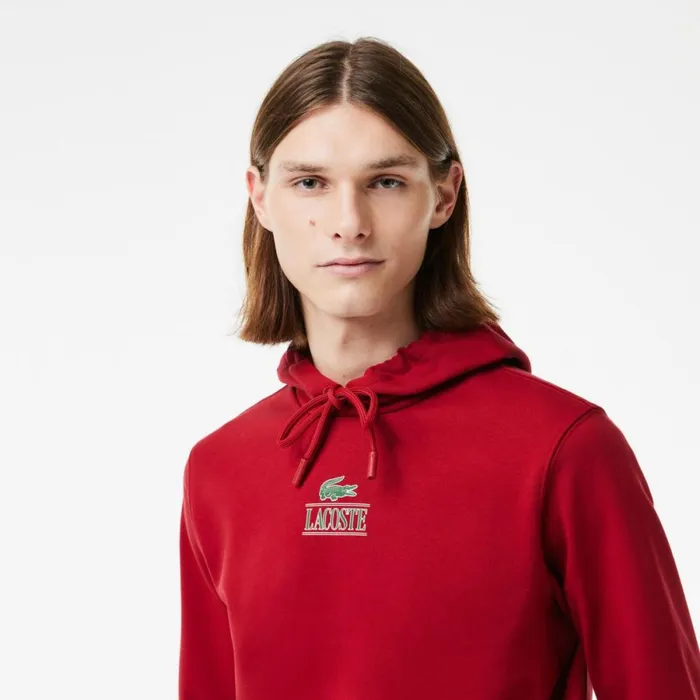 Matching Sets Men Lacoste Men039s Printed Hoodie Bordeaux Ixx