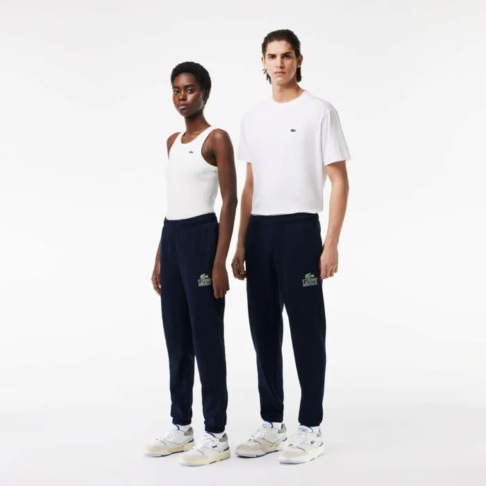 Matching Sets MenWomen Lacoste Unisex Signature Print Sweatpants Navy Blue 166