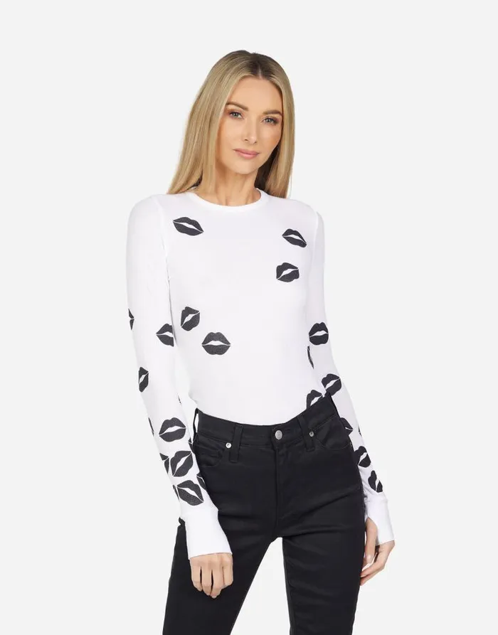 McKinley Scattered Lip White Women Lauren Moshi Long Sleeve