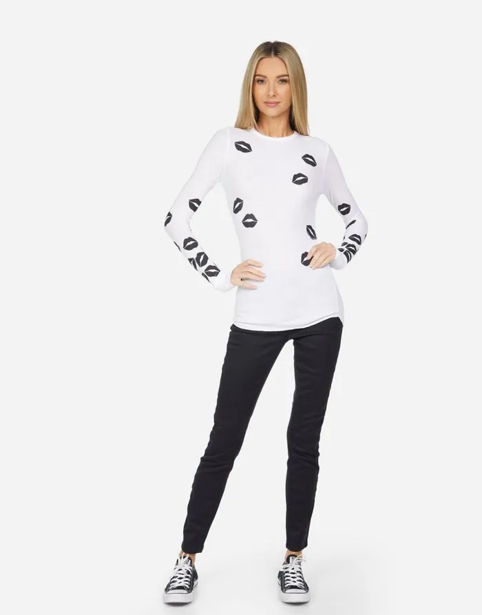 McKinley Scattered Lip White Women Lauren Moshi Long Sleeve
