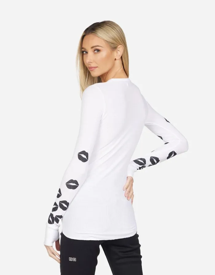 McKinley Scattered Lip White Women Lauren Moshi Long Sleeve