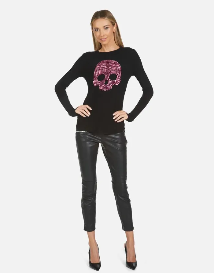 McKinley X Pink Stud Skull Black Women Lauren Moshi Long Sleeve