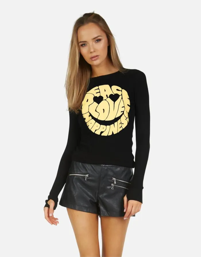 McKinley X Text Happy Face Black Women Lauren Moshi Long Sleeve