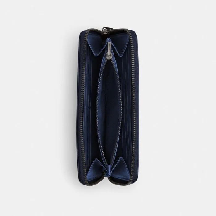 Men Accordion Wallet Deep Blue Coach Large Wallets