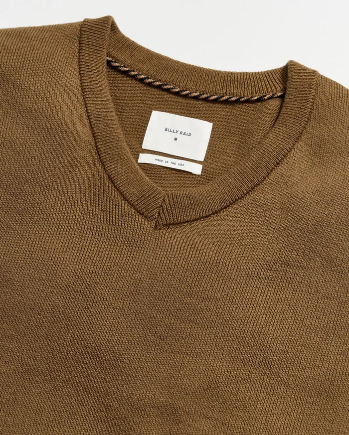 Men American V Neck Sweater Olive Billy Reid Sweaters and Sweatshirts
