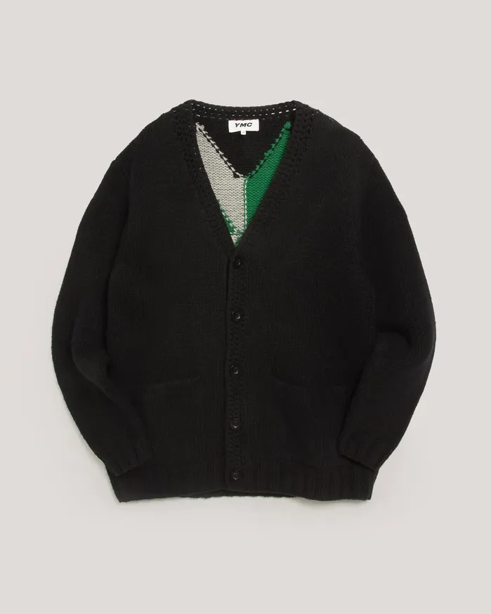 Men Appalachian Cardigan Black YMC Knitwear