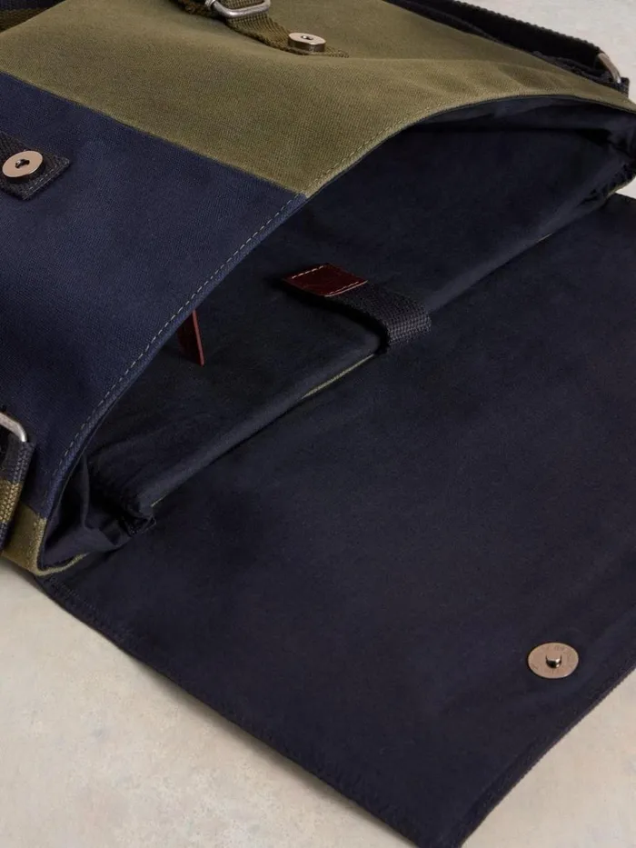 Men BAGS White Stuff Teddy Canvas Messenger Bag Green Multi Men BAGS White Stuff Teddy Canvas Messenger Bag Green Multi