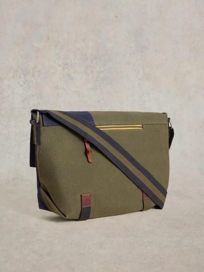 Men BAGS White Stuff Teddy Canvas Messenger Bag Green Multi Men BAGS White Stuff Teddy Canvas Messenger Bag Green Multi