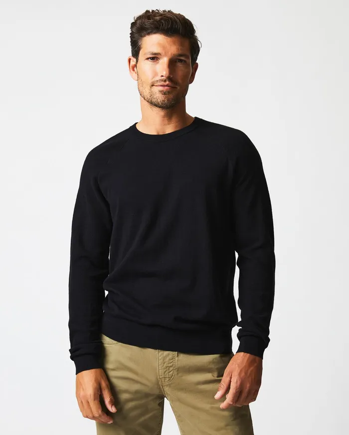 Men Baseball Sweater Crew Black Billy Reid Sweaters and Sweatshirts