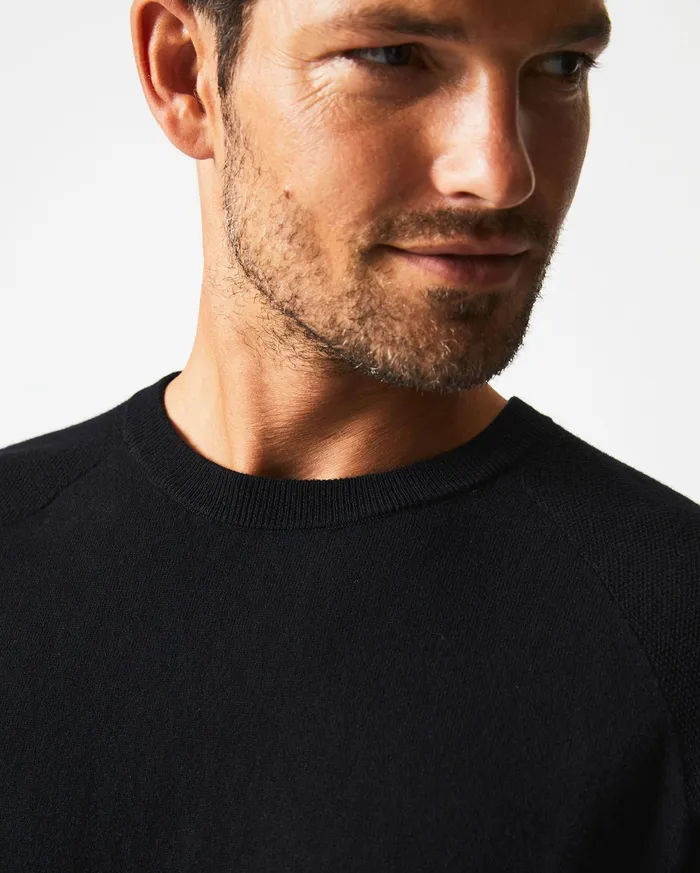 Men Baseball Sweater Crew Black Billy Reid Sweaters and Sweatshirts