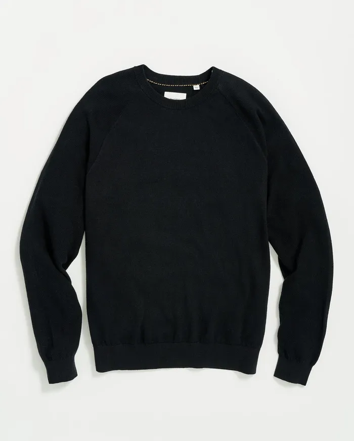 Men Baseball Sweater Crew Black Billy Reid Sweaters and Sweatshirts