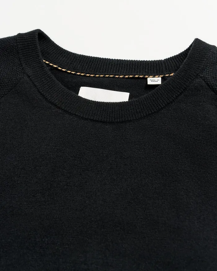 Men Baseball Sweater Crew Black Billy Reid Sweaters and Sweatshirts