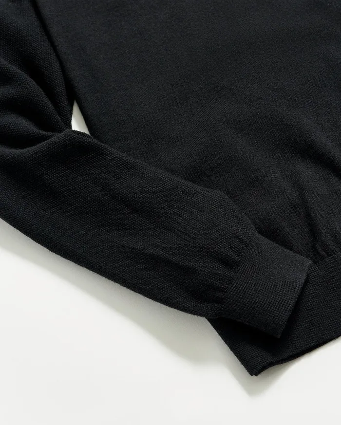 Men Baseball Sweater Crew Black Billy Reid Sweaters and Sweatshirts
