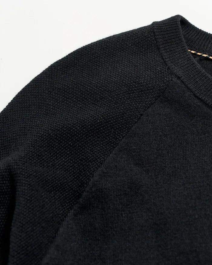 Men Baseball Sweater Crew Black Billy Reid Sweaters and Sweatshirts