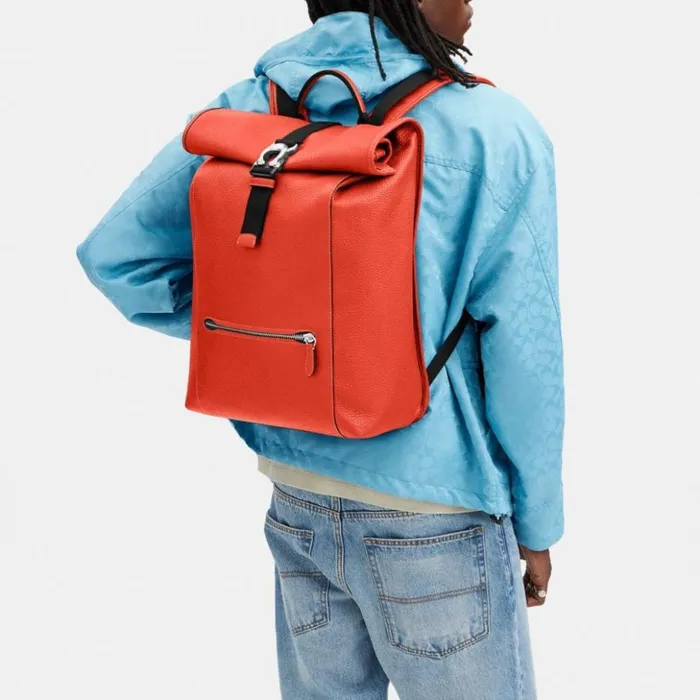 Men Beck Roll Top Backpack Sun Orange Coach Backpacks
