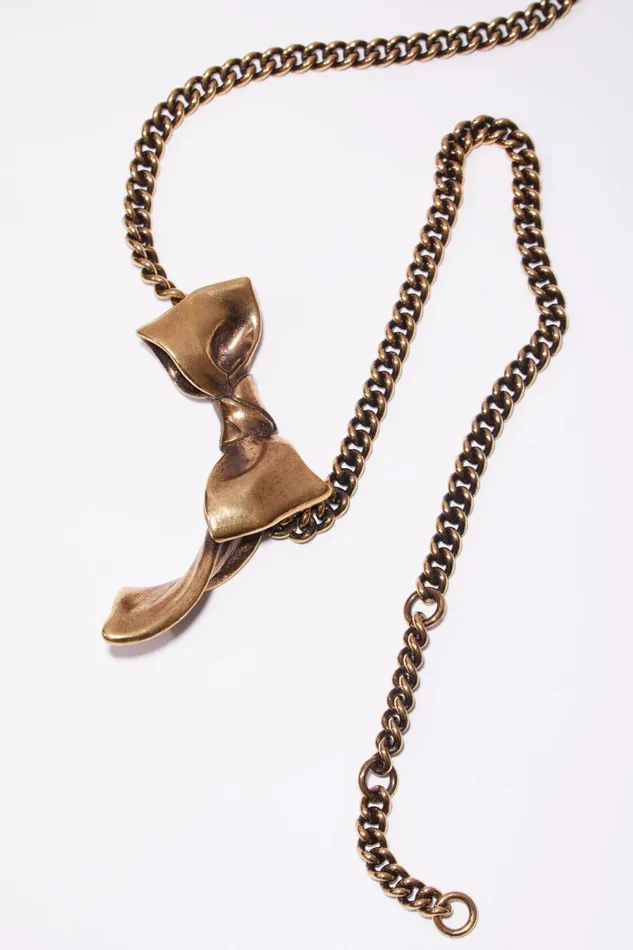 Men Bow Necklace Antique Gold Acne Studios Jewellery