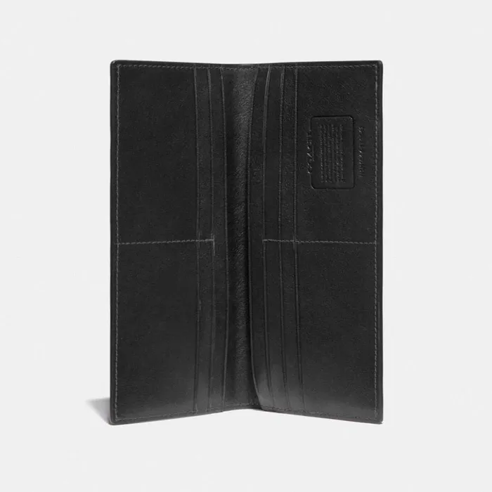 Men Breast Pocket Wallet Black Coach Large Wallets