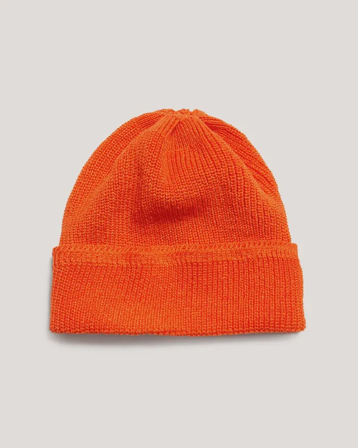 Men Cableami Waffle Beanie Hat Orange YMC Headwear