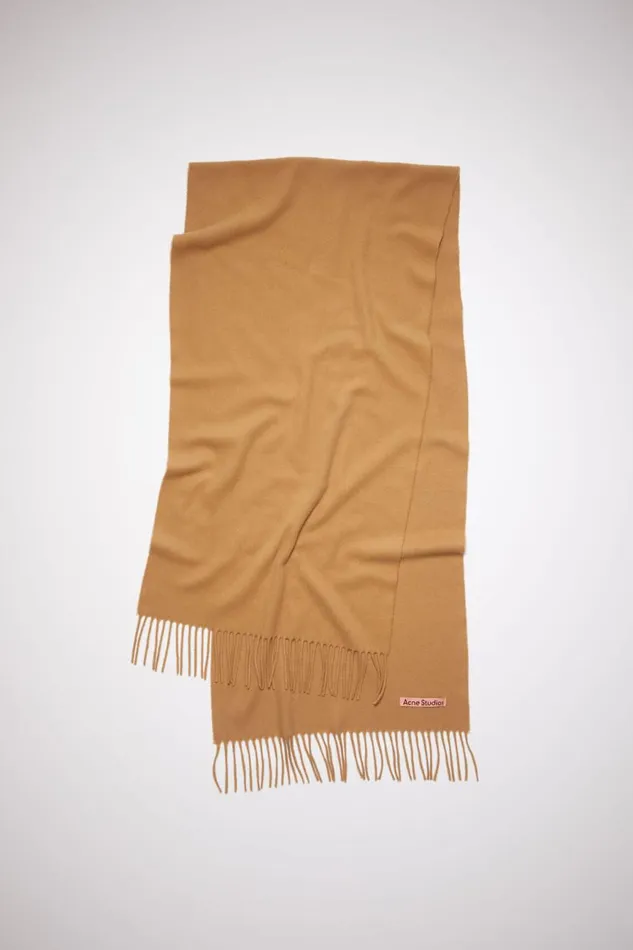 Men Cashmere Fringe Scarf 8211 Narrow Dark Camel Acne Studios Scarves