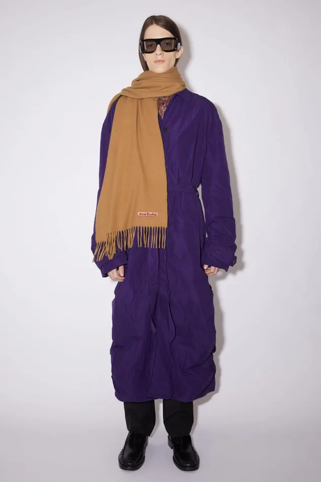 Men Cashmere Fringe Scarf 8211 Narrow Dark Camel Acne Studios Scarves