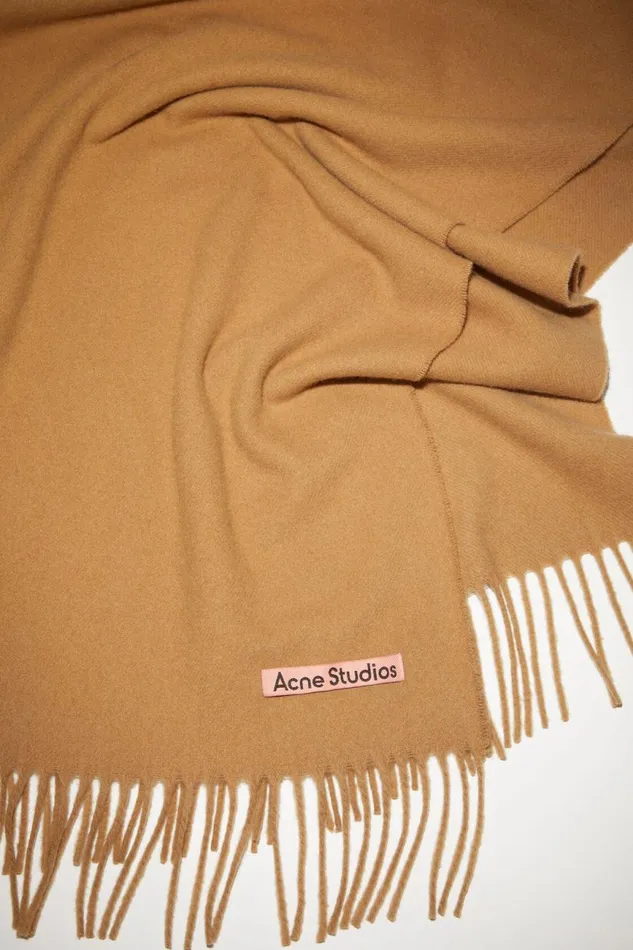 Men Cashmere Fringe Scarf 8211 Narrow Dark Camel Acne Studios Scarves