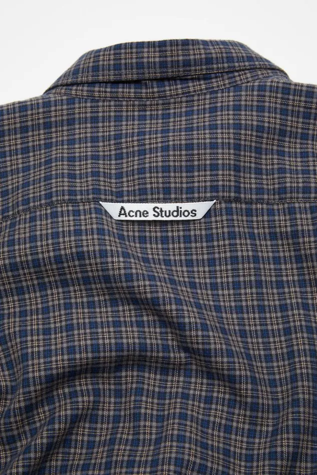 Men Check Buttonup Shirt Blacknavy Acne Studios Shirts