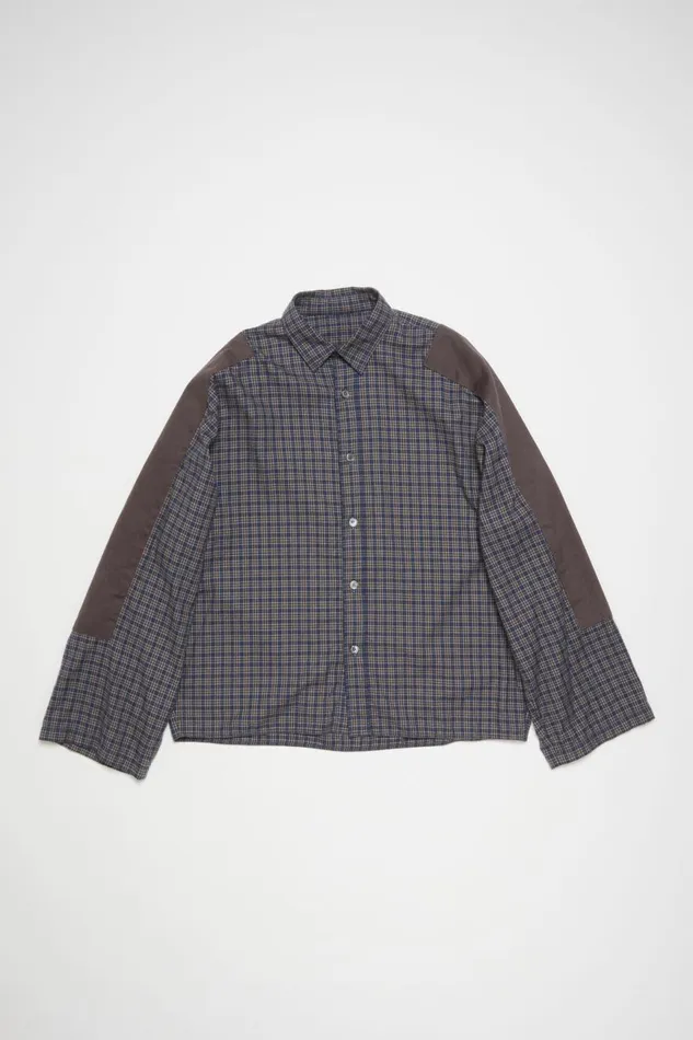 Men Check Buttonup Shirt Blacknavy Acne Studios Shirts
