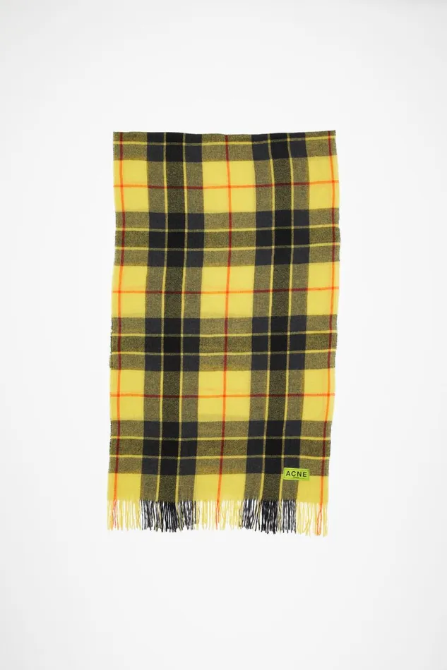 Men Check Fringe Scarf Yellowblack Acne Studios Scarves