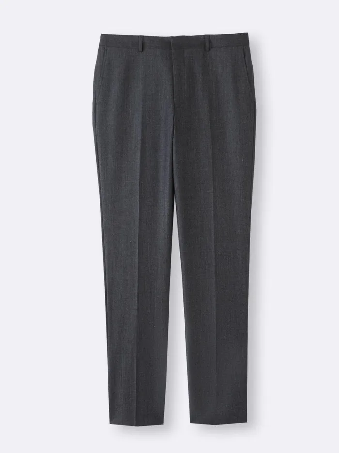 Men Clothing Cyrillus Pure Wool Baranthea Suit Trousers Gris Chine Fonce