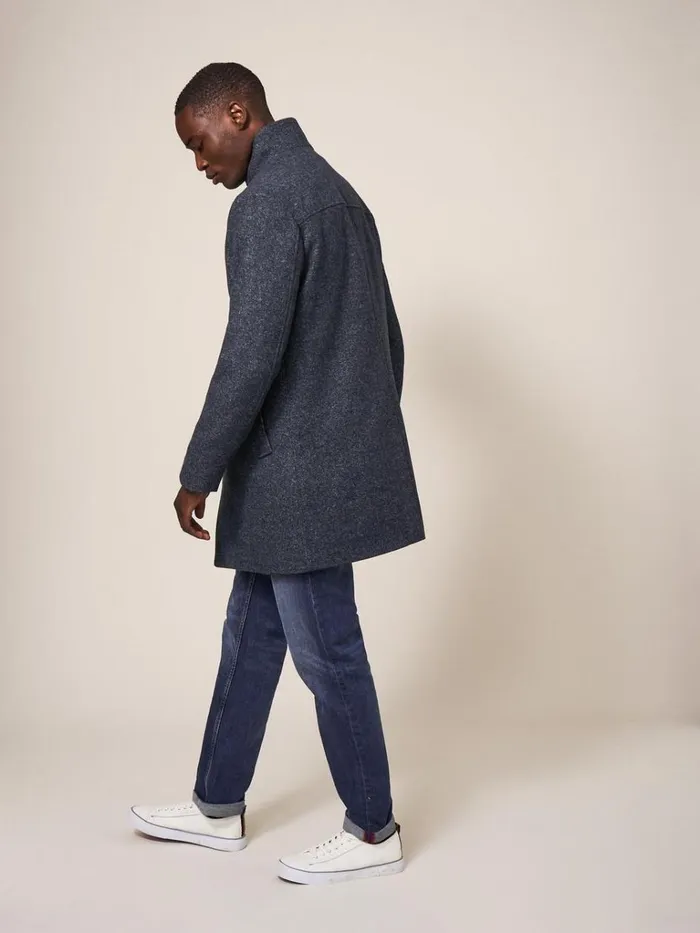 Men COATS and JACKETS White Stuff Horsholm Wool Funnel Coat Charcoal Grey Men COATS and JACKETS White Stuff Horsholm Wool Funnel Coat Charcoal Grey