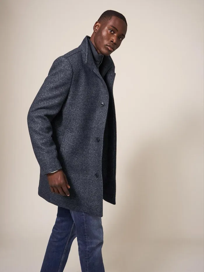 Men COATS and JACKETS White Stuff Horsholm Wool Funnel Coat Charcoal Grey Men COATS and JACKETS White Stuff Horsholm Wool Funnel Coat Charcoal Grey