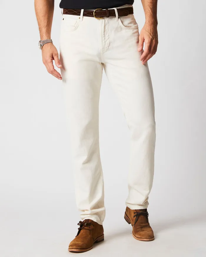 Men Cotton Linen 5 Pocket Pant Eggshell Billy Reid Bottoms