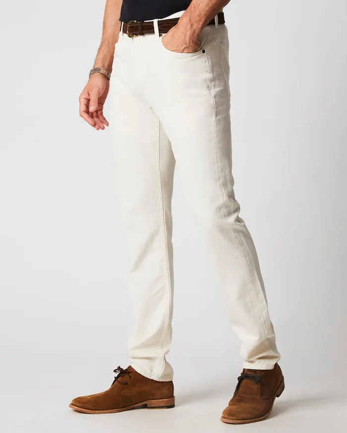 Men Cotton Linen 5 Pocket Pant Eggshell Billy Reid Bottoms