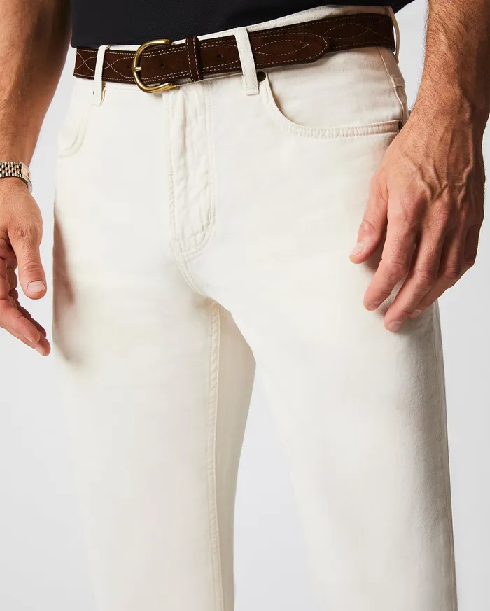 Men Cotton Linen 5 Pocket Pant Eggshell Billy Reid Bottoms