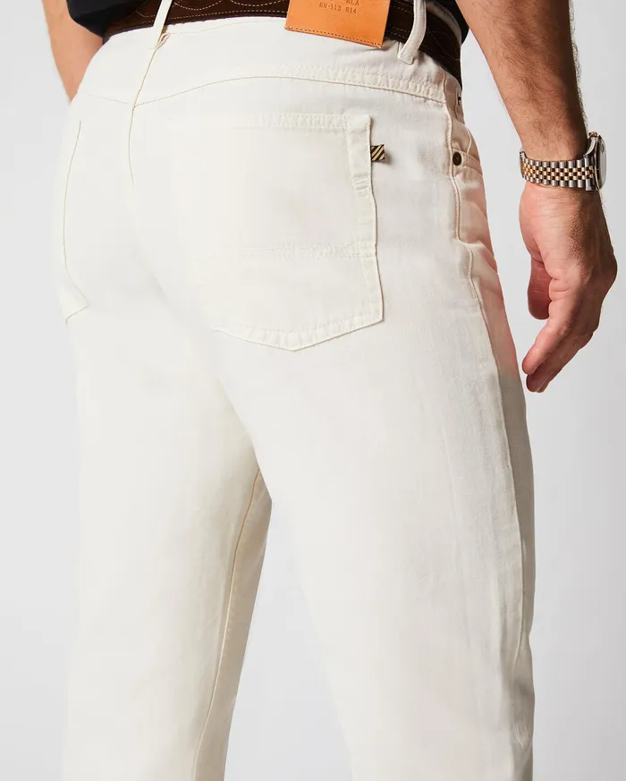 Men Cotton Linen 5 Pocket Pant Eggshell Billy Reid Bottoms