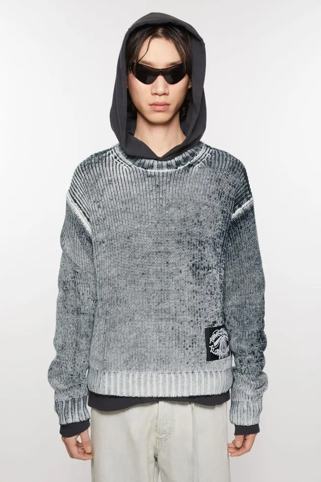 Men Crew Neck Jumper Blackwhite Acne Studios Knitwear