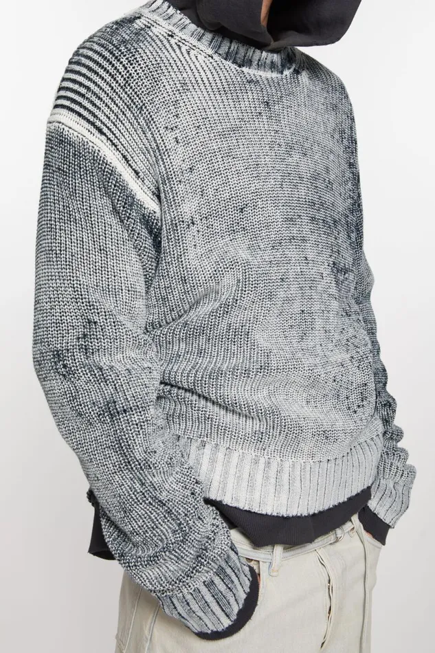 Men Crew Neck Jumper Blackwhite Acne Studios Knitwear
