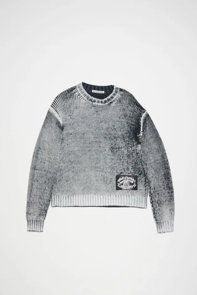 Men Crew Neck Jumper Blackwhite Acne Studios Knitwear