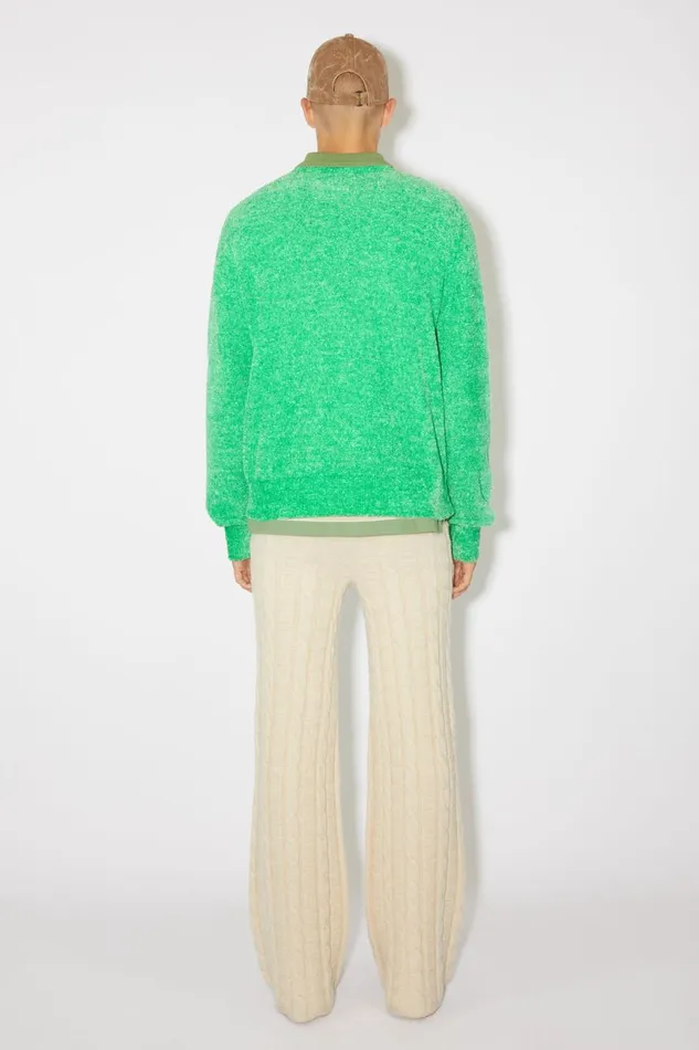 Men Crew Neck Knit Jumper Bright Green Acne Studios Knitwear