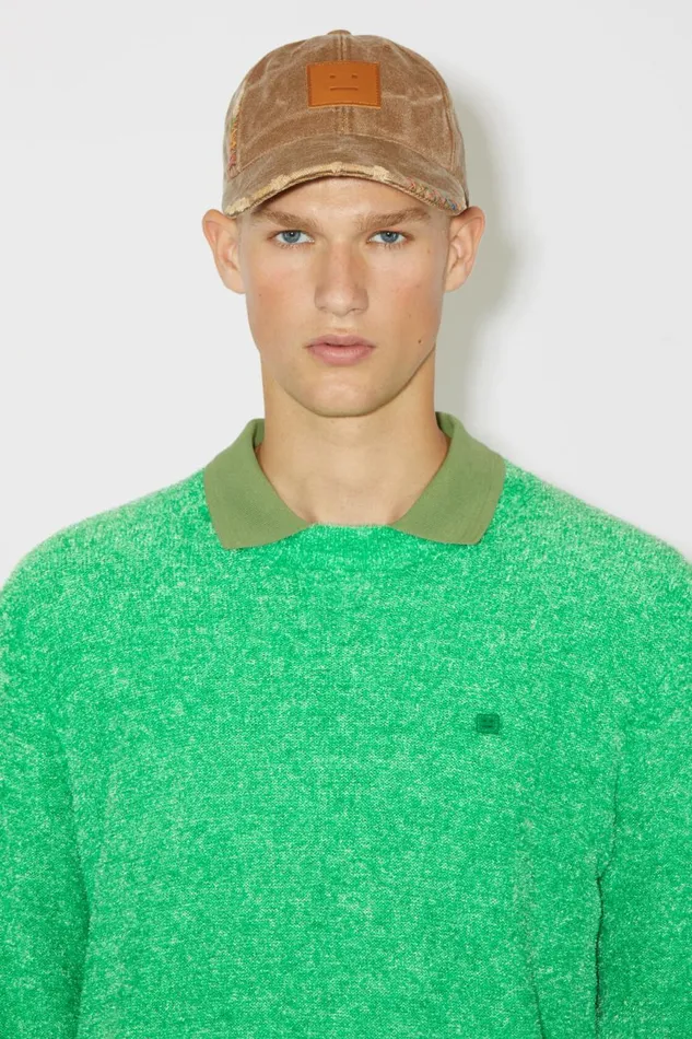 Men Crew Neck Knit Jumper Bright Green Acne Studios Knitwear
