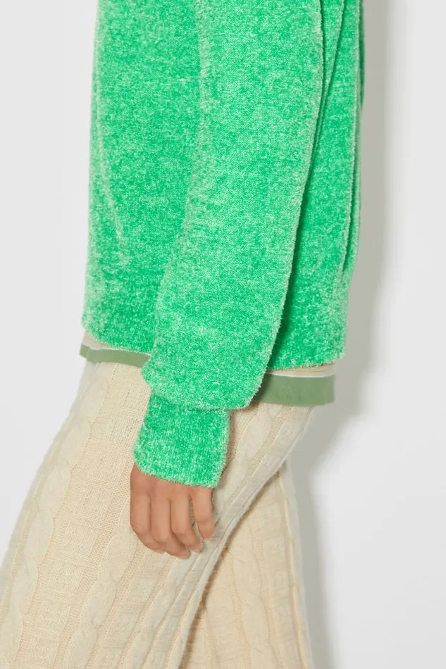 Men Crew Neck Knit Jumper Bright Green Acne Studios Knitwear