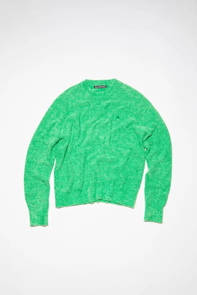 Men Crew Neck Knit Jumper Bright Green Acne Studios Knitwear