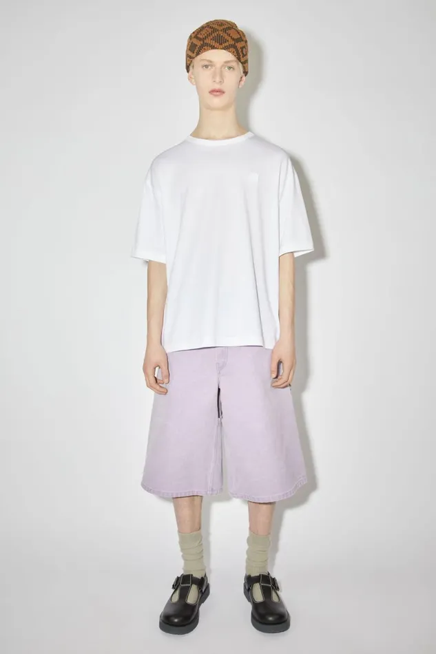 Men Crew Neck Tshirt Relaxed Fit Optic White Acne Studios Tshirts