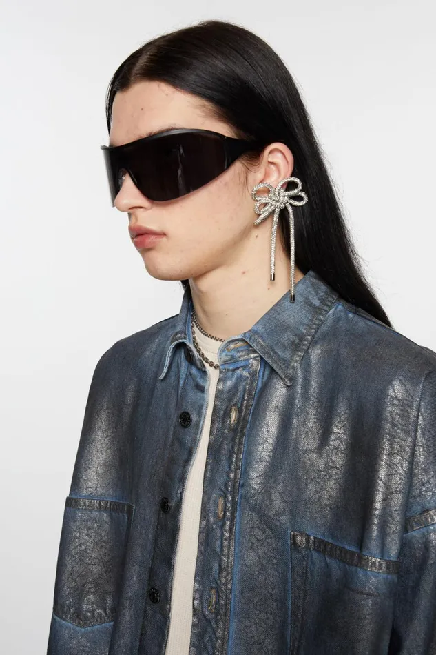 Men Crystal Cord Earring Antique Silversilver Acne Studios Jewellery