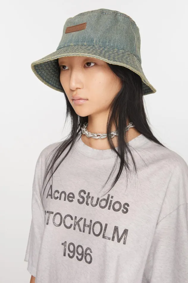 Men Denim Bucket Hat Bluebeige Acne Studios Hats