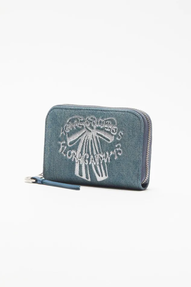 Men Denim Zip Wallet Dusty Blue Acne Studios Small Leather Goods
