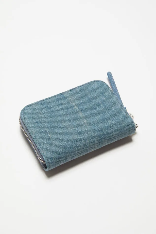 Men Denim Zip Wallet Dusty Blue Acne Studios Small Leather Goods