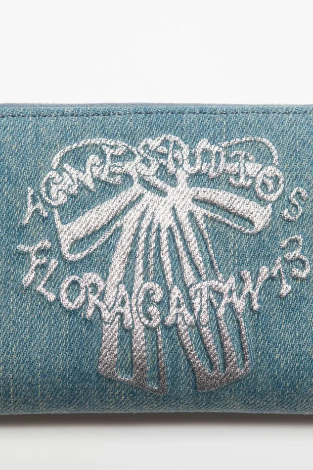 Men Denim Zip Wallet Dusty Blue Acne Studios Small Leather Goods