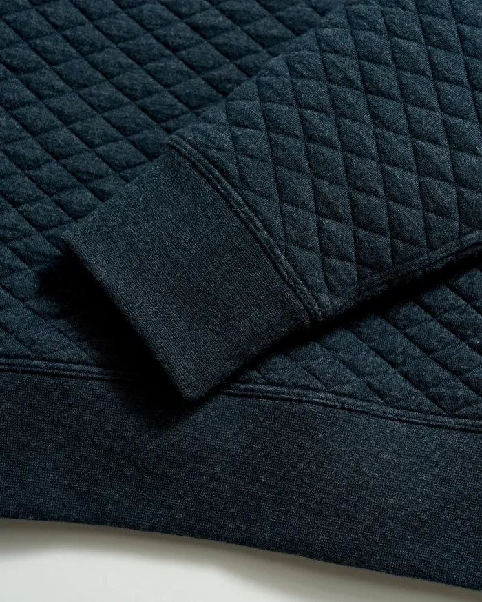 Men Diamond Quilt Half Zip Carbon Blue Billy Reid Sweaters and Sweatshirts