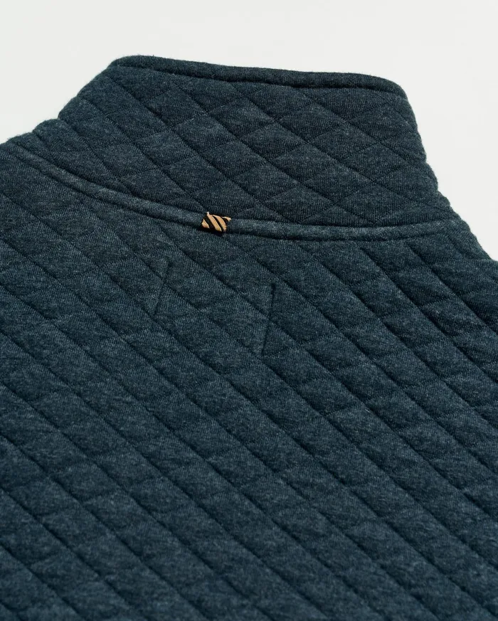 Men Diamond Quilt Half Zip Carbon Blue Billy Reid Sweaters and Sweatshirts